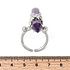 Natural Amethyst & Brass Cuff Rings for Women RJEW-G374-01P-12-5