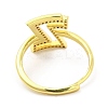 Mixed Color Enamel Initial Letter Adjustable Ring with Clear Cubic Zirconia RJEW-P045-01G-Z-3