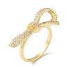 Bowknot Brass Micro Pave Clear Cubic Zirconia Finger Rings for Women RJEW-C098-30G-1