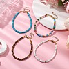 Natural & Synthetic Mixed Gemstone Heishi Beaded Bracelets BJEW-JB11073-2