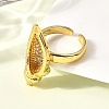 Brass Micro Pave Clear Cubic Zirconia Adjustable Open Cuff Rings for Women RJEW-I111-02G-02-2