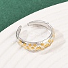 304 Stainless Steel Double Color Cuff Rings RJEW-S635-01GP-08-3