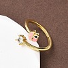 Flower Brass Micro Pave Cubic Zirconia Cuff Rings RJEW-A069-02A-G-3