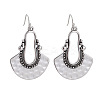 Bohemian Style Fan Alloy Imitation Leather Cord Dangle Earrings FS-WGA2883-01-3