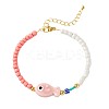 Porcelain & Glass Beaded Fish Charm Bracelets for for Women UD7779-5