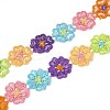 5 Petals Flower Polyester Lace Trims OCOR-H109-01-1