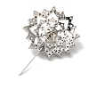 Rack Plating Brass Pave Clear Cubic Zirconia Flower Brooches KK-S391-04P-2