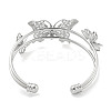 Butterfly Rack Plating Brass 2-Strand Open Cuff Bangles for Women BJEW-P322-01P-3