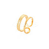 Ion Plating(IP) 304 Stainless Steel Double Line Open Cuff Ring for Women LS-RJEW-S405-189G-3