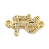 Rack Plating Brass Micro Pave Clear Cubic Zirconia Fe Word Links KK-B091-51G-1