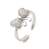 Bowknot Brass Micro Pave Clear Cubic Zirconia Cuff Rings for Women RJEW-G311-04C-P-1
