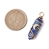 2Pcs 2 Styles Natural Lapis Lazuli Double Terminated Pointed Pendants PALLOY-JF03122-04-2