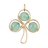 Natural Green Aventurine Beaded Shamrock Pendants PALLOY-TA00058-02-1