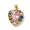 Rack Plating Brass with Cubic Zirconia Pendants KK-Z086-15G-03-1