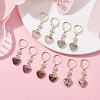 Heart Natural Mixed Gemstone Dangle Leverback Earrings EJEW-JE05470-2