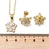 Flower Brass Micro Pave Clear Cubic Zirconia Stud Earrings & Pendant Necklaces Sets SJEW-Z002-04G-5