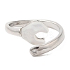 Natural Shell Spanner Open Cuff Ring with Cubic Zirconia RJEW-G288-07P-2