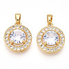 Brass Micro Pave Cubic Zirconia Pendants KK-N254-233G-1