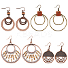 4 Pairs 4 Styles Alloy & Iron & Wood Dangle Earrings with Iron Pins EJEW-AN0004-58-1