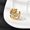 304 Stainless Steel Cuff Rings for Women RJEW-F193-01G-3