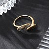 Oval 304 Stainless Steel Rhinestone Open Cuff Ring for Women RJEW-Z076-01G-2