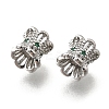 Brass Micro Pave Green Cubic Zirconia Beads KK-M318-24P-02-2