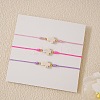 3Pcs Dyed Synthetic White Turquoise & Brass Beaded Braided Bead Bracelets QB7029-13-2