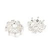 Flower Brass Micro Pave Clear Cubic Zirconia Bead Caps KK-A254-01B-S-1