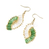Glass Braided Beads Dangle Earrings EJEW-MZ00746-02-4