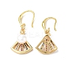 Colorful Cubic Zirconia Fan Dangle Earrings with Natural Pearl Beaded EJEW-B017-12G-2