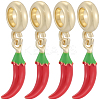 8Pcs Brass Red Enamel Vegetable European Dangle Charms OPDL-BBC0001-03G-01-1