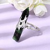 Natural & Synthetic Gemstone & Brass Cuff Rings for Women RJEW-G374-01P-4