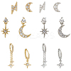 2 Sets 2 Color Brass Micro Pave Cubic Zirconia Dangle Stud Earrings EJEW-AN0004-50-1