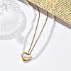 Ion Plating(IP) 304 Stainless Steel & Plastic Pearl Beaded Double Layer Necklaces NJEW-P320-25G-1