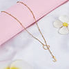 1Pc Letter & Heart Stainless Steel Lariat Necklaces for Women NJEW-LP0002-87G-J-3