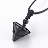 Natural Obsidian Cone Pendant Necklace NJEW-Q313-001D-1