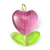 Heart Flower & Leaf Glass Pendants PALLOY-JF02193-2