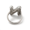 Letter Brass Micro Pave Clear Cubic Zirconia Open Cuff Ring for Women RJEW-N046-03N-P-3