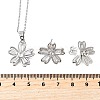 Flower Brass Micro Pave Cubic Zirconia Stud Earrings & Pendant Necklaces Sets SJEW-Z002-02P-5