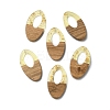 Transparent Resin & Walnut Wood Pendants RESI-XCP0002-21-1