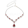 Teardrop Alloy Rhinestone Necklaces & Stud Earring Sets for Women SJEW-U001-01P-03-4