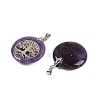 Natural Amethyst Flat Round Pendants G-Q188-01P-09-2