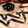 3 Styles Brass Round & Square & Imitation Pearl Stud Black PU Leather Trimmings DIY-AR0003-78-4