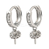 Brass Micro Pave Clear Cubic Zirconia Hoop Earring Findings KK-G490-12P-1