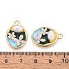 Rack Plating Alloy Rhinestone Enamel Pendants ENAM-N065-09KCG-3