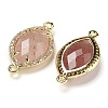 Natural Strawberry Quartz Faceted Horse Eye Connector Charms G-G181-07G-03-2