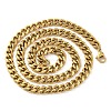 Ion Plating(IP) 304 Stainless Steel Cuban Link Chain Necklace for Men Women NJEW-C013-01G-2