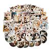 50 Pieces Oil Painting Series Cat Shape Paper Stickers STIC-R001-28-1