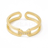 Ion Plating(IP) 304 Stainless Steel Cubic Zirconia Cuff Ring for Women RJEW-C060-27G-2