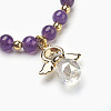 Natural Mixed Stone Beads Stretch Charm Bracelets BJEW-JB03857-3